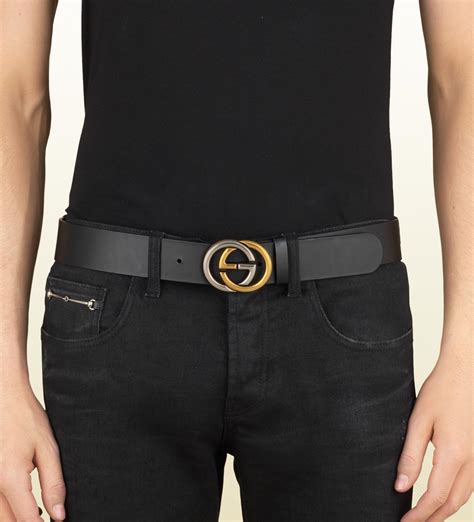 gucci black leather belt with interlocking g buckle|gucci double g belt price.